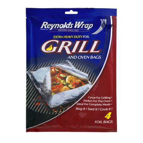 Reynolds Wrap Extra Heavy Duty Aluminum Foil Grill And Oven Bag 4 Count