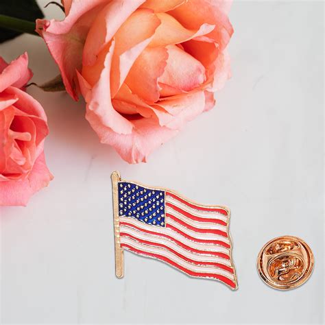 Goldtone American Usa Flag Enamel Lapel Pin Brooch Patriotic Emblem