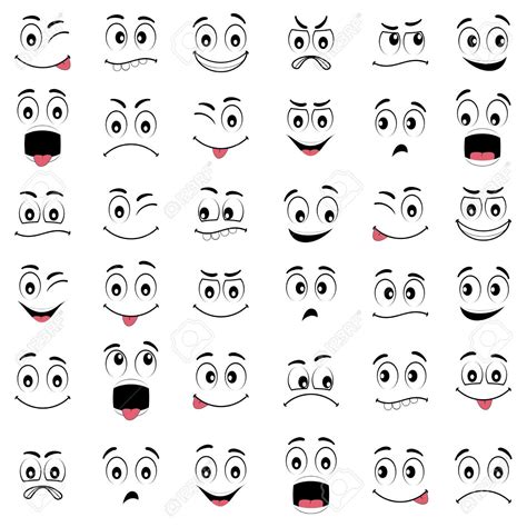 52369873 Cartoon Faces With Different Expressions Featuring The Eyes