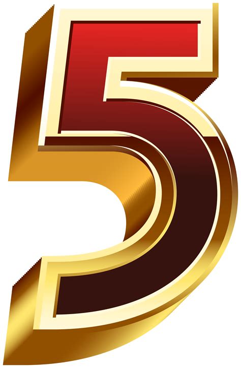 Five Gold Red Number Png Clip Art Gallery Yopriceville High Quality