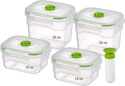 Lasting Freshness 9 Piece Vacuum Seal Food Storage Container Set Rectangle Au