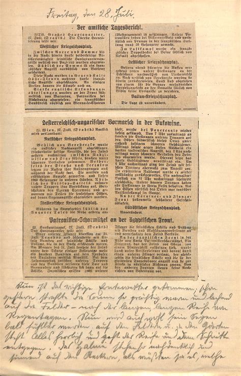 28 Juli 1916 1914 1918 Ein Rheinisches Tagebuch