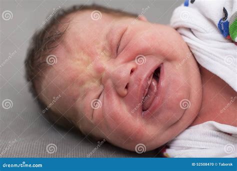 Newborn Baby Screaming Stock Photo Image Of Closed Disappointment