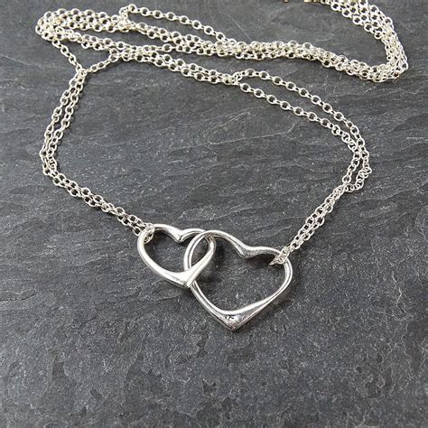 Sterling Silver Double Heart Necklace 5295
