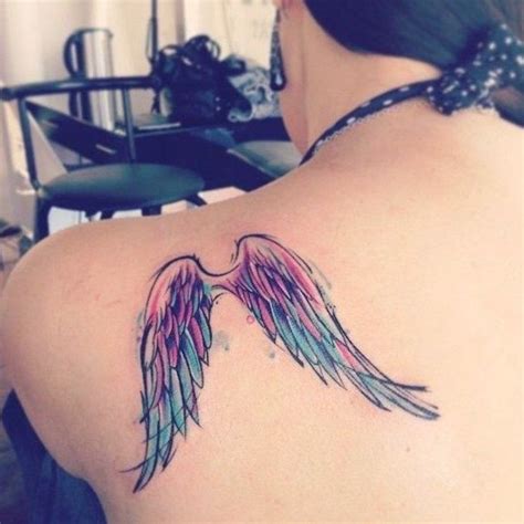 Watercolor Tattoo Angel Wings Tattoo Shoulder Tattoo Woman With