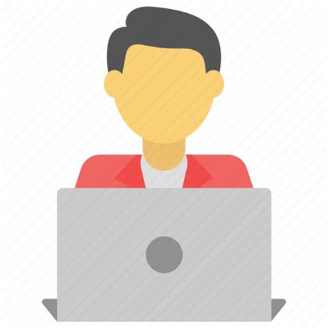 Businessman Employee Laptop User Office Workplace Icon
