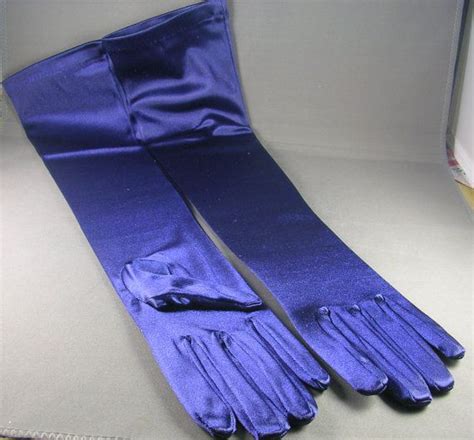 Cobalt Blue Opera Length Gloves 20 Inches Satin Stretch Etsy Opera