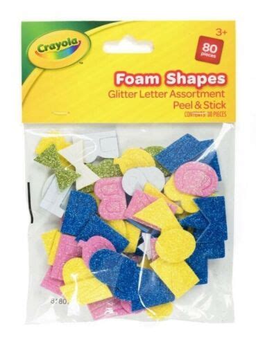 Crayola Peel And Stick Glitter Letter Foam Shapes Assorted Colours