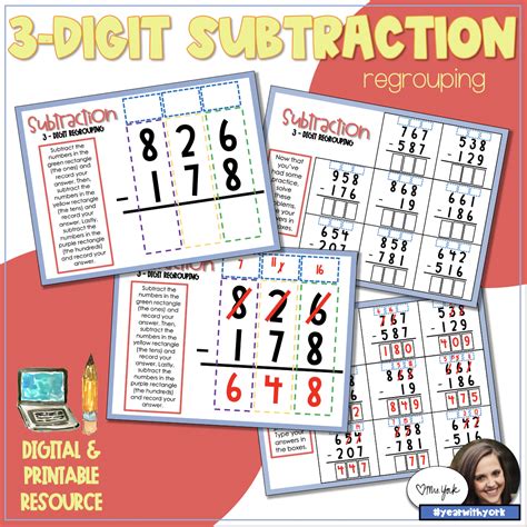 3 Digit Subtraction Vertical Regrouping