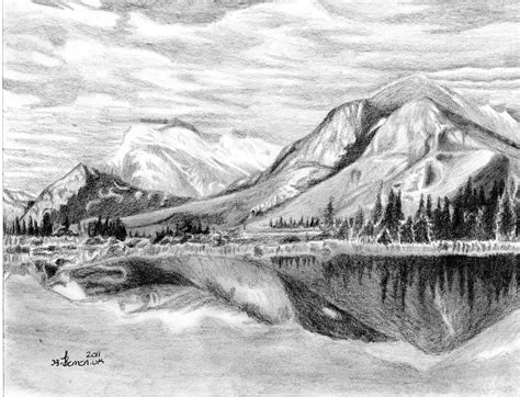 Mountain Landscape Pencil Drawing