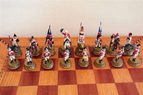American War Of Independence Chess Set Created Cast Pewter Hand