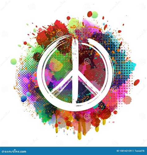 Peace Hippie Symbol With Flower On The White Background Cartoon Vector