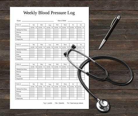 Instant Download Weekly Blood Pressure Log 2 Medical Forms Etsy