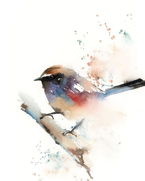 Wren Bird Wall Art Print Bird Watercolor Painting Bird Etsy Bird Watercolor Art Bird