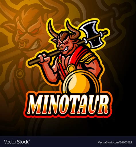 Minotaur Esport Logo Mascot Design Royalty Free Vector Image