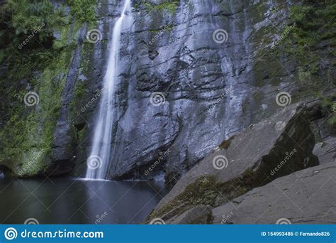 Waterfall On Gray Rock Stock Photo Image Of Waterfall 154993486