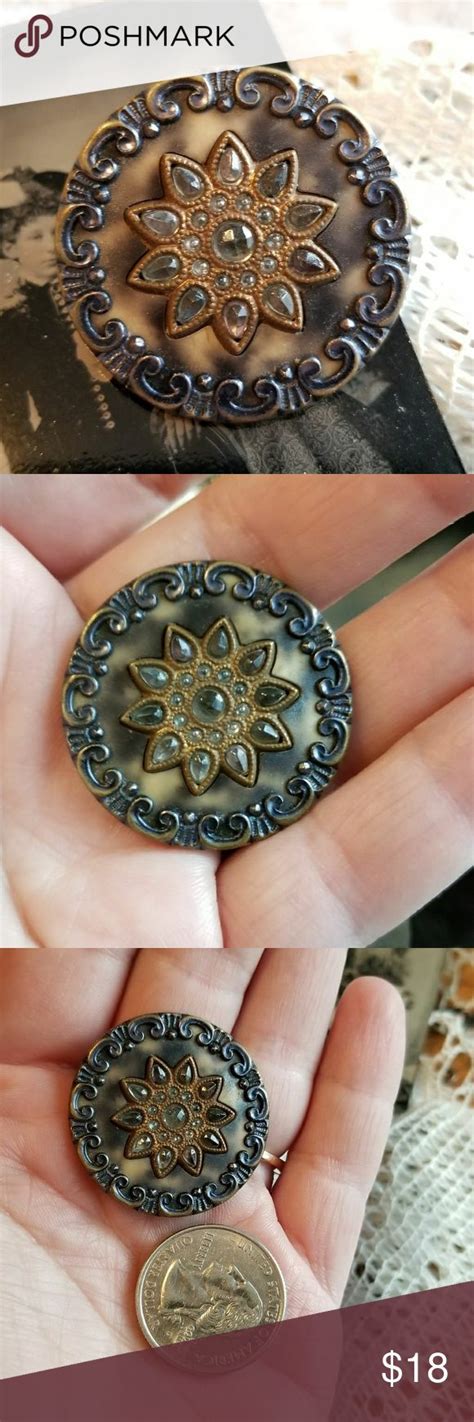 Antique Jeweled Button Celluloid Large This Lovely Old Button Is Made