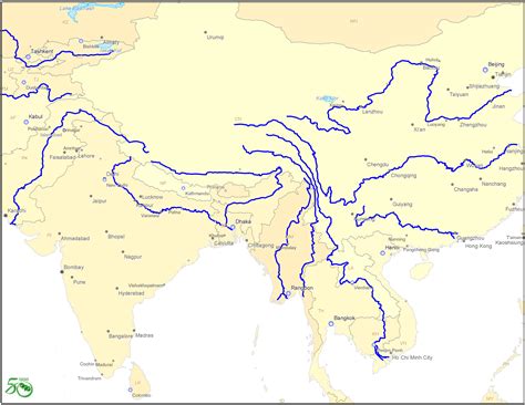 Map Of South Asia Rivers Cities And Towns Map