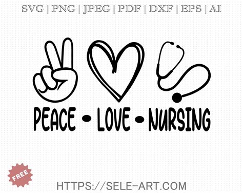 Free Peace Love Nursing SVG - Free Svg with SeleART