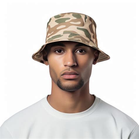 Premium Ai Image Portrait Of A Young Man With Camouflage Hat Isolated