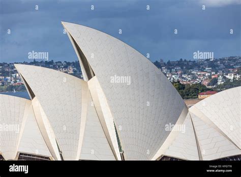 Close Up Detailed Shot Of The Sydney Opera House And The Roof Structure