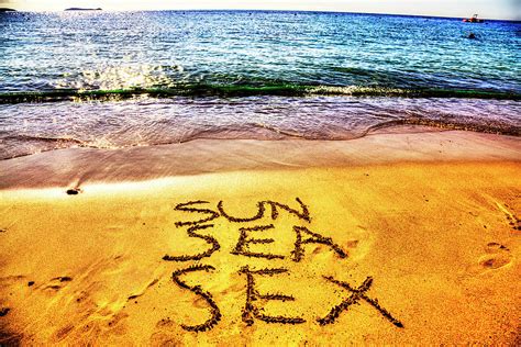 Sun Sea And Sex Written In The Sand On The Beach Photograph By Paul Thompson Fine Art America