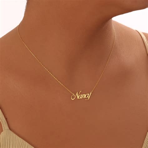 14k Solid Gold Name Necklace Signature Name Necklace In Real Etsy