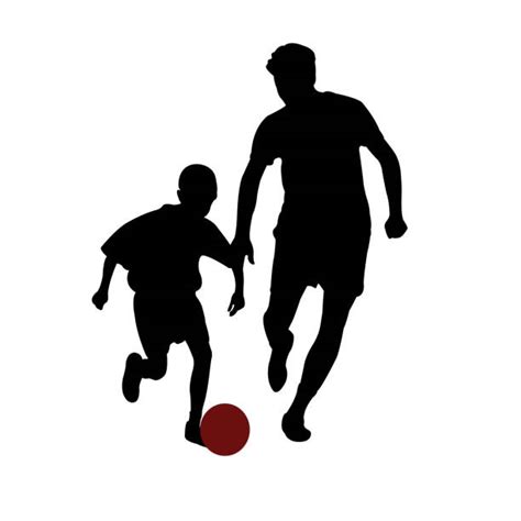 Silhouette Of Kids Playing Football Illustrations Royalty Free Vector