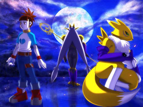 Makino Ruki Renamon Sakuyamon Digimon Highres Black Sclera Blue