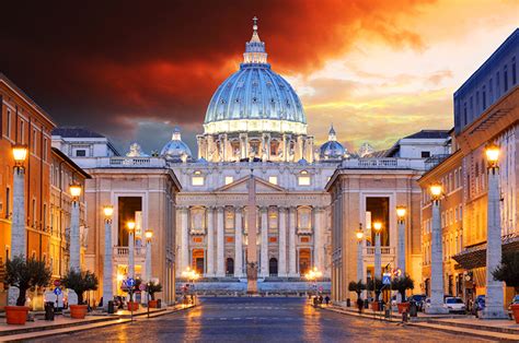 Wallpaper Rome Italy Vatican Temple Evening Street Lights Houses
