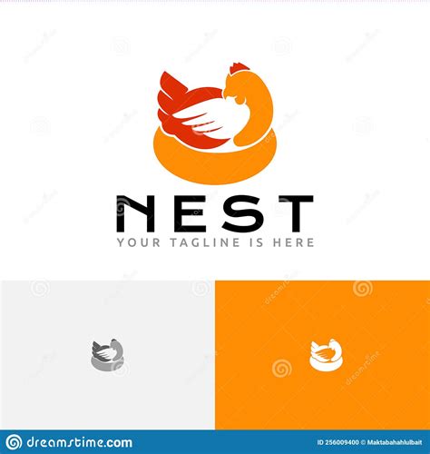 Hen Incubating Egg Chicken Nest Farm Logo Stock Vector Illustration