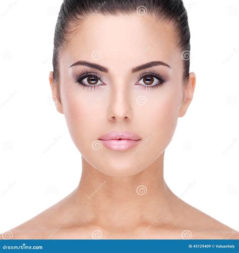 Closeup Beautiful Face Of Woman With Clean Skin Stock Image Image Of