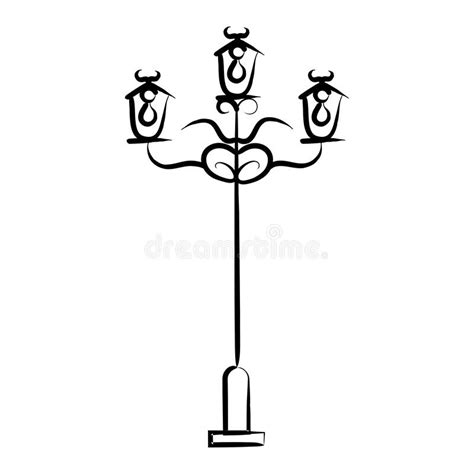 Isolated Sketch Of A Vintage Street Lamp Vector Stock Vector