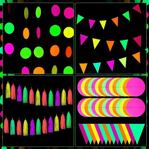 Buy Glow Neon Party Supplies Including Neon Paper Garland 20 Pieces