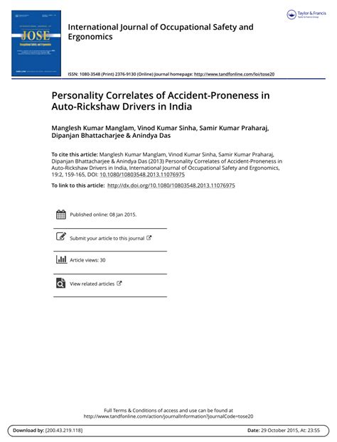 Pdf Personality Correlates Of Accident Proneness In Auto Rickshaw