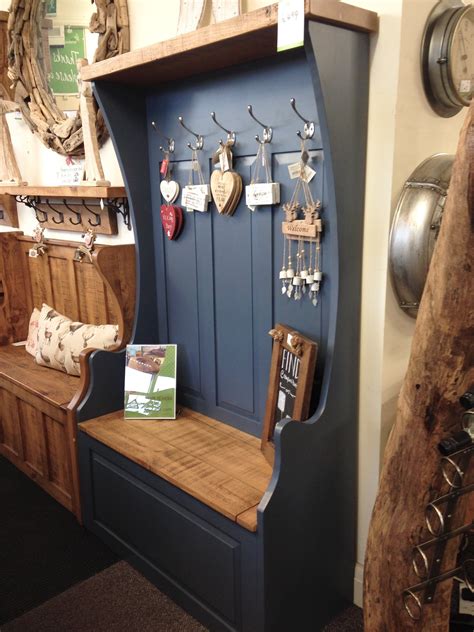 The bench seat provides storage cubbys underneath for shoes and boots and the overhead matching shelf provides cubbys for smaller items. Rustic Painted Solid Wood Monks Bench Hallway Mudroom ...