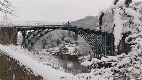 Ironbridge Shropshire January 21 Iron Bridge Covered In Snow During