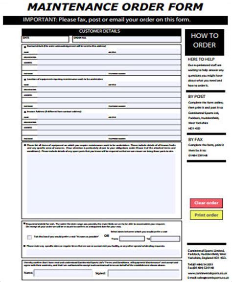 sample work order form  examples  word