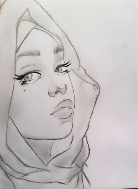 Watch Video Sketch Of Girl With Hijab Girl Drawing Easy Girl Drawing