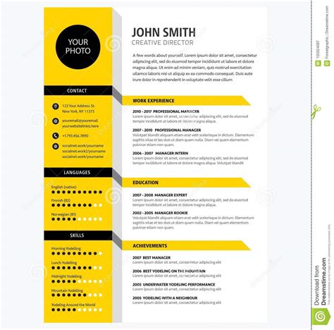 Find & download free graphic resources for curriculum vitae background. Creative CV / Resume Template Yellow Color Minimalist ...
