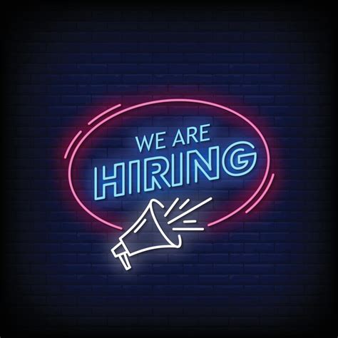 We Are Hiring Neon Signs Style Text Vector 2596233 Vector Art At Vecteezy