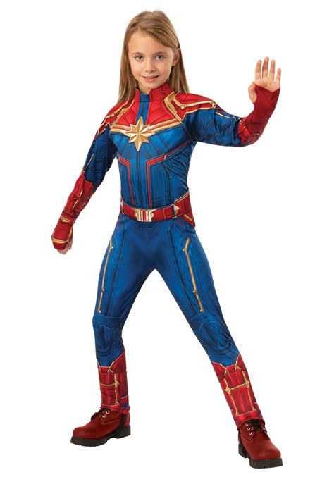Kids Deluxe Captain Marvel Costume Girl Superhero Costumes