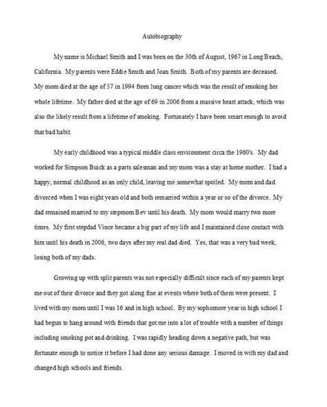 Autobiography Template Autobiography Writing Writing A Biography My
