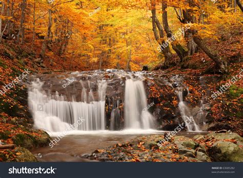 Beautiful Waterfall In Forest Autumn Landscape Stock Photo 63685282 Shutterstock