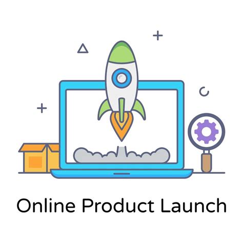 A Flat Outline Design Of Online Product Launch Icon 6216612 Vector Art