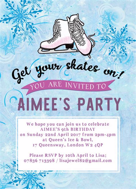 Ice Skating Birthday Party Invitation From £080 Each