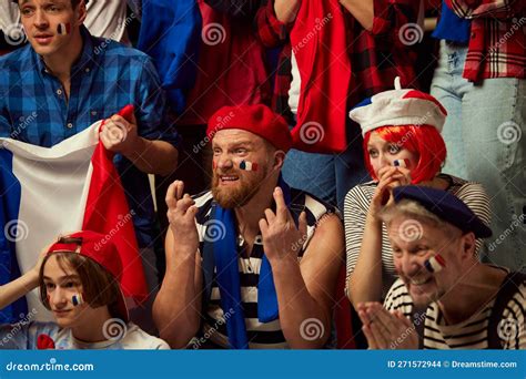 Tense Moment Football Soccer Fans Emotionally Watching Live Match