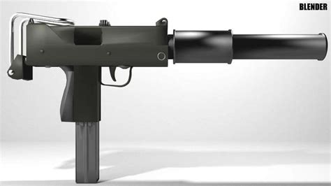 Mac10 Suppressor Submachine Gun 3d Model By Faizal3dx
