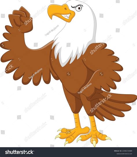 Strong Eagle Cartoon On White Background Stock Vector Royalty Free