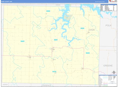 Dade County Mo Zip Code Wall Map Basic Style By Marketmaps